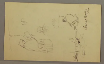 Desenho, Judeus no Muro das Lamentações, Jerusalém, abril de 1868
