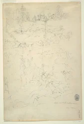 Desenho, Kaaterskill Falls, Catskill Mountains, Nova Iorque, julho de 1844
