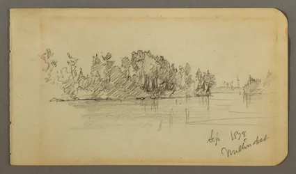 Desenho, Lago e margem arborizada, 1878