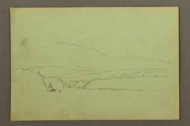 Desenho, Lago, cordilheira, possivelmente 1856