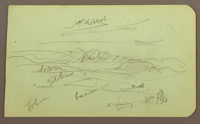 Desenho, Paisagem, Toluca; Verso: Montanha, Igreja, 1883