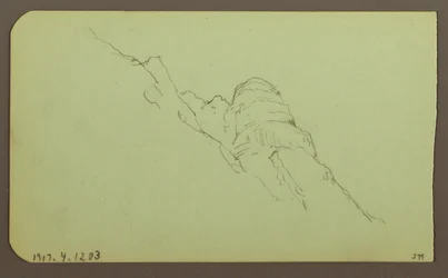 Desenho, Paisagem; Verso: Lado da montanha, 1883