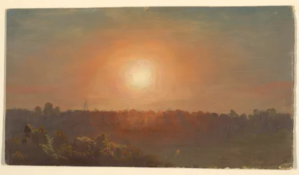 Desenho, Paisagem ao pôr do sol, 1860-70