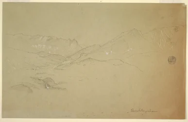 Desenho, Paisagem perto de Berchtesgaden, junho-julho de 1868