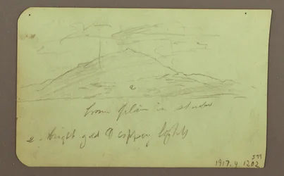 Desenho, Paisagem com nuvens; Verso: Montanha, 1883