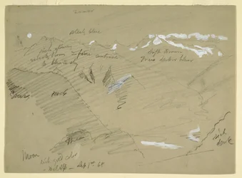 Desenho, Paisagens nos Alpes Berneses, perto de Bel Alp, Suíça, setembro de 1868