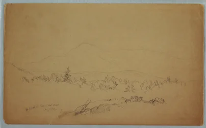 Desenho, "Mount Katahdin from the West" [Olhando para oeste em direção ao Monte Katahdin], agosto de 1852