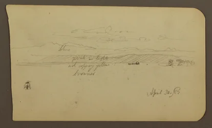 Desenho, Paisagem de montanha, Figura; Verso: Paisagem, 30 de abril de 1885