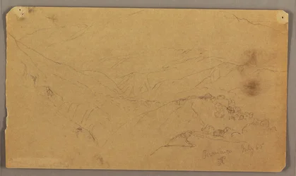 Desenho, Paisagem de montanha, Jamaica, Índias Ocidentais, julho de 1865