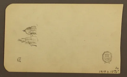 Desenho, Paisagem de montanha; Verso: Igreja com cúpula, abril de 1885