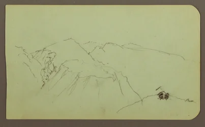 Desenho, Paisagem de montanha; Verso: Paisagem, 1883