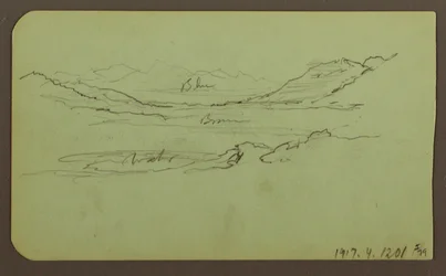 Desenho, Paisagem de montanha; Verso: Paisagem, 1883