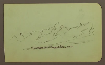 Desenho, Paisagem de montanha; Verso: Cordilheira, Figura, 1883