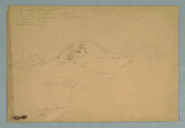 Desenho, Pico da Montanha, Possivelmente Chimborazo, Elevando-se sobre Três Cordilheiras Sucessivas, Equador, 1857