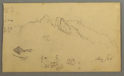 Desenho, Picos da montanha, Santuário à beira da estrada, agosto de 1868