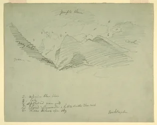Desenho, Picos de montanha perto de Berchtesgaden, Baviera, junho-julho de 1868