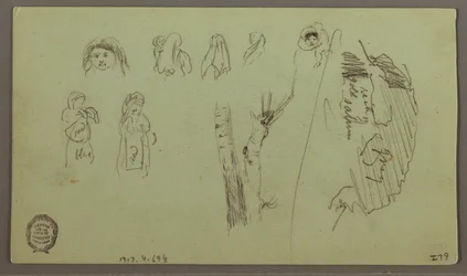 Desenho, Cordilheira, Estudos de figuras, possivelmente em maio de 1868