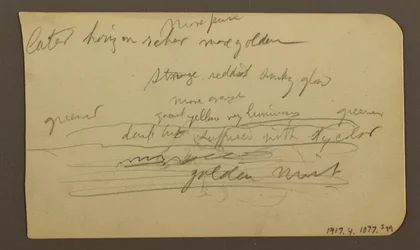 Desenho, Cordilheira, Cuautla, Igreja; verso: Cavalo agachado, anotações sobre a paisagem, fevereiro de 1885