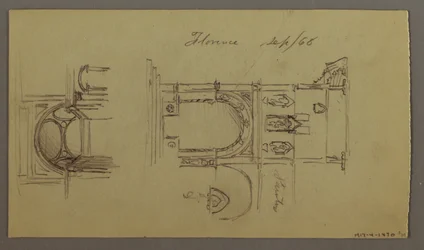 Desenho, Vale da Montanha, Ponte, Edifícios, possivelmente 1868-69