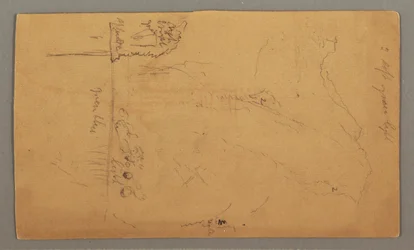 Desenho, Montanhas que se erguem acima do lago, julho, possivelmente 1868