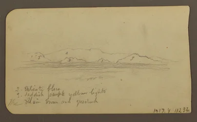 Desenho, Montanhas; Verso: Foothills amp; Cordilheira, 21 de dezembro de 1885