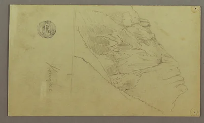 Desenho, encosta da montanha, possivelmente 1868