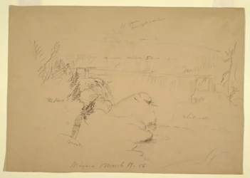 Desenho, Cataratas do Niágara, vista da Ilha das Cabras, 19 de março de 1856