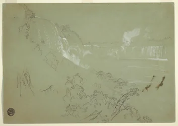 Desenho, Cataratas do Niágara a partir da base de Prospect Point, 1856 ou 1858