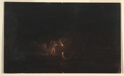 Desenho, Cena de pesca nocturna, 1868-69