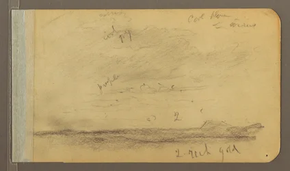 Desenho, Orizaba; Verso: Céu nublado, telhado, 1889