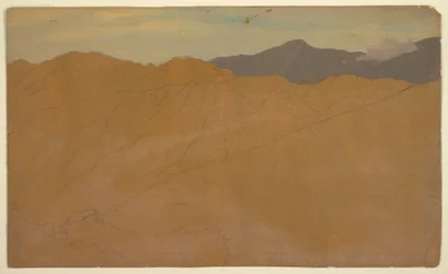 Desenho, Palmeiras e telhados de casas, Equador, maio de 1857
