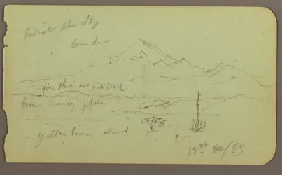 Desenho, Popocatapel; Verso: Friso no Hotel Texcoco, 18 de dezembro de 1883