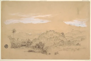 Desenho, Recollections of a View from a Hill near Cartago, Colombia with a Woman Carrying a Water Jar on Her Head, julho de 1853