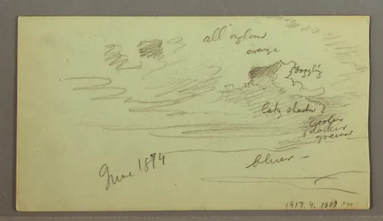 Desenho, Rio através da montanha, possivelmente 1874
