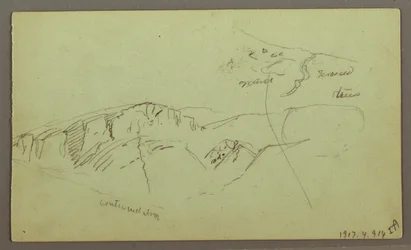 Desenho, Topos das Montanhas Rochosas, possivelmente 1868