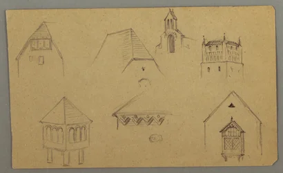 Desenho, Estudos do telhado, Áustria (), 1868