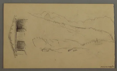 Desenho, Telhados, Portão, Picos de Montanha, agosto de 1868