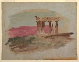 Desenho, Ruínas do Templo Dórico, Corinto, 1869