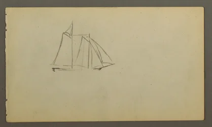 Desenho, Barco à vela a navegar nas ondas, possivelmente 1860