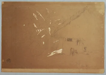 Desenho, Mulher sentada e burro pastando diante de uma casa perto de Jorje, Equador, 23 de junho de 1857