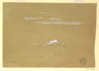 Desenho, Sincholagua, manhã, do Templo do Sol, Quito, 24 de junho de 1857