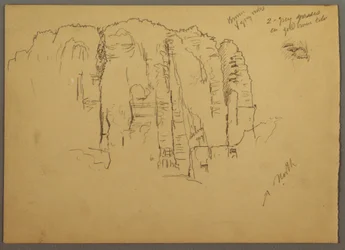 Desenho, Esboços de Petra, Jordânia, fevereiro de 1868
