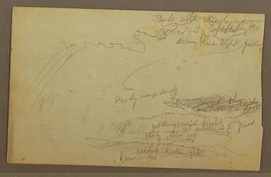 Desenho, Estudo do céu, cumes de montanha, arco-íris, década de 1860