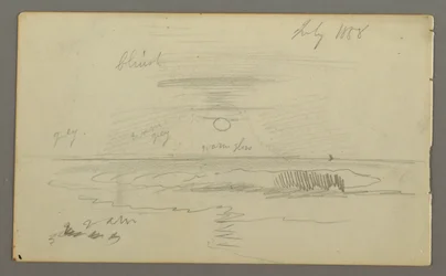Desenho, Céu com sol baixo sobre a água, julho de 1858