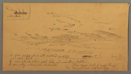 Desenho, Steamboat, estudo do céu, 30 de junho de 1866