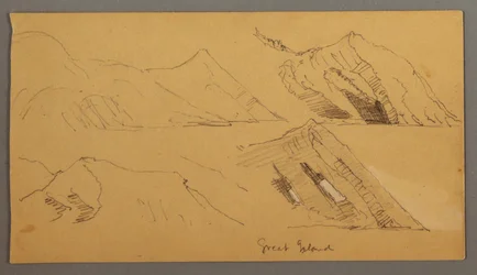 Desenho, Estudo de falésias rochosas, possivelmente 1859