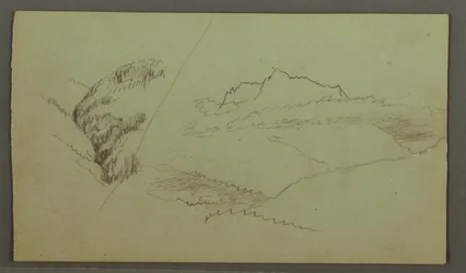 Desenho, Cimeira acima das nuvens, Vale estreito, possivelmente 1868