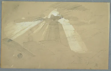 Desenho, Sol a brilhar através das nuvens, Jamaica, julho de 1865