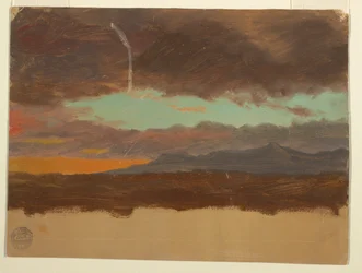 Desenho, Pôr do sol sobre o vale do Hudson, 1865-75