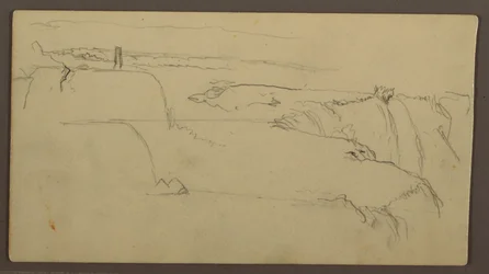 Desenho, Pôr do sol sobre a margem com navio, 1858